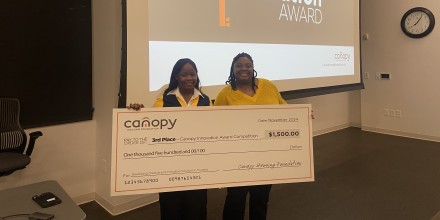 Holiness Mhlanga wins third-place prize in the Canopy Innovation Award Competition in mid-November. The prize included a scholarship for $1,500.