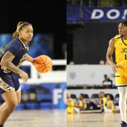 Composite Photo of Taylor Turner and Jamauri Bryant playing in the CIAA 2025 Basketball Tournament