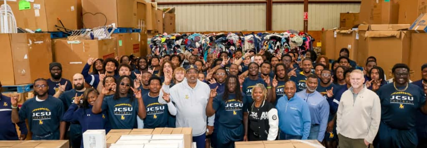 Football Team at the Community Service event before the CIAA Championship Game