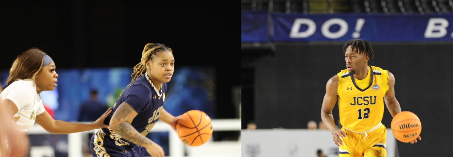 Composite Photo of Taylor Turner and Jamauri Bryant playing in the CIAA 2025 Basketball Tournament