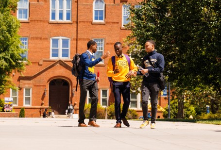 Students standing in front of Biddle Hall