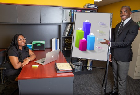 Two students giving presentation