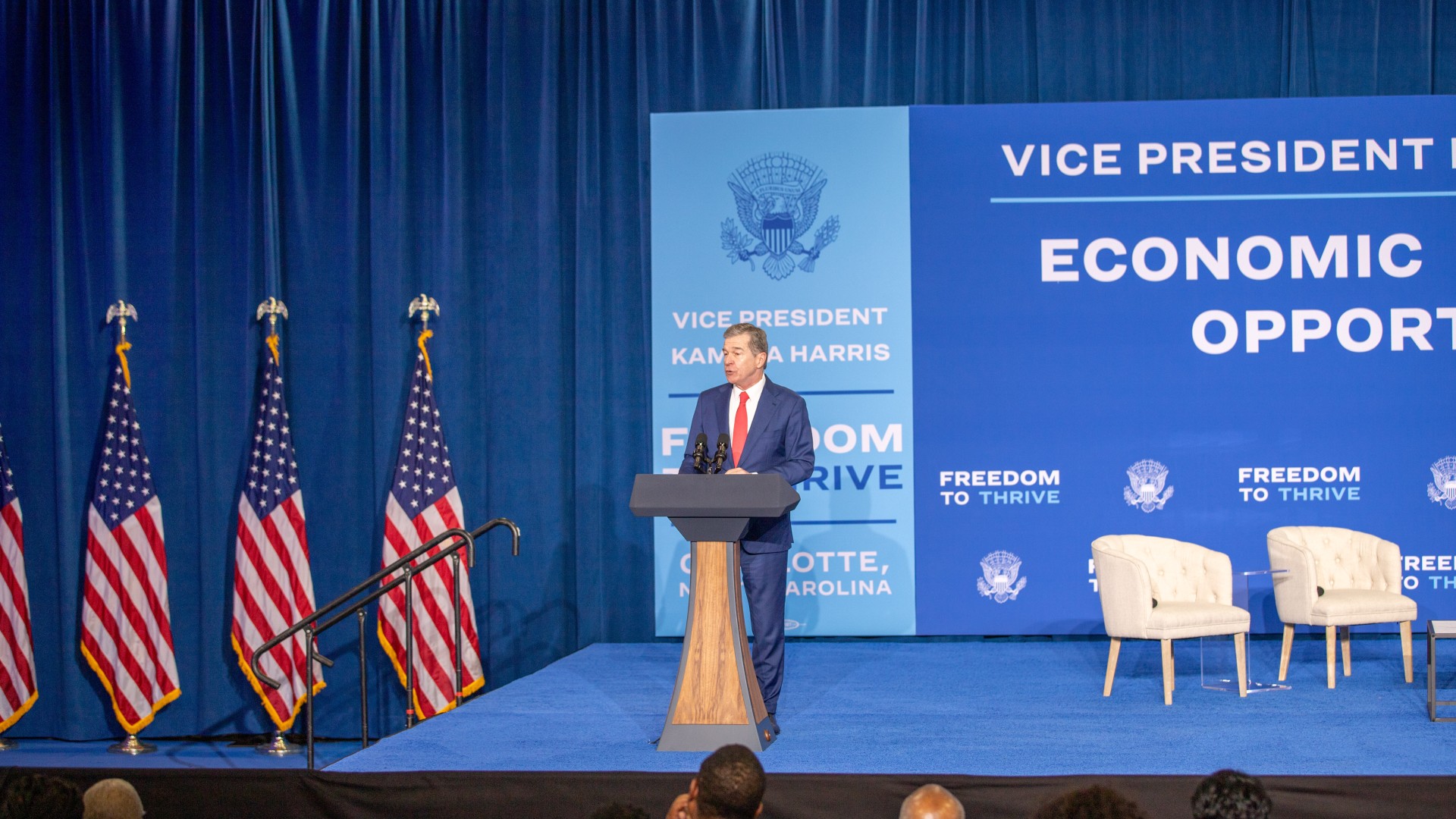 North Carolina Governor Roy Cooper introduced the economic discussion