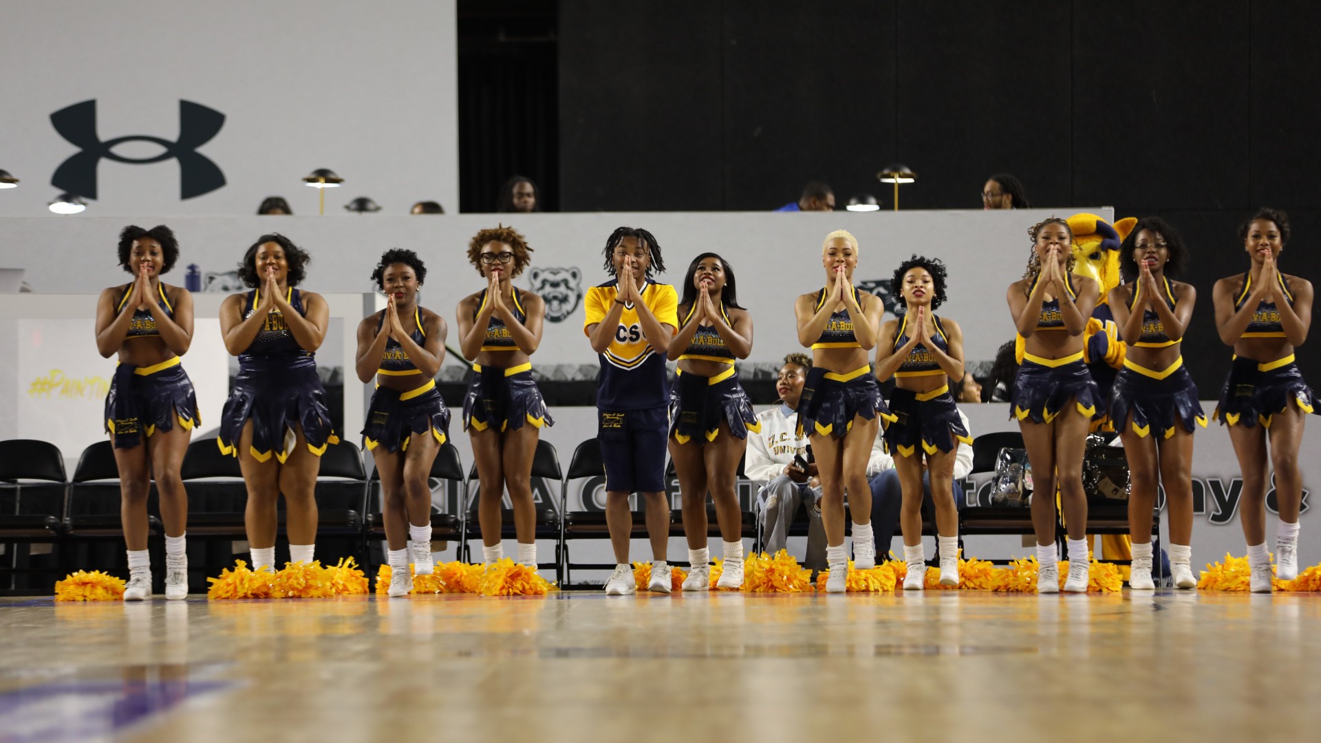 The Luv-A-Bulls perform on the court during the 2025 CIAA Tournament