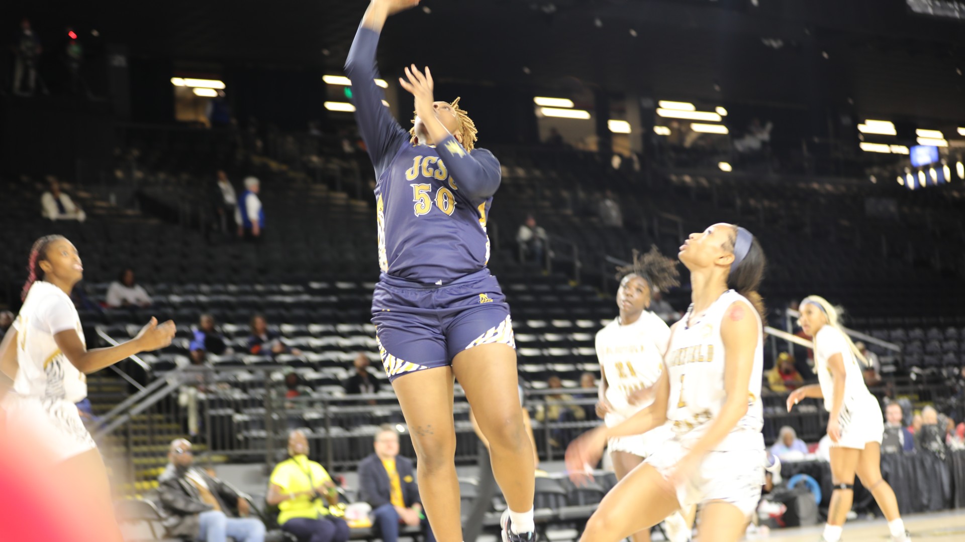 Action from the courthouse during the 2025 CIAA Basketball Tournament