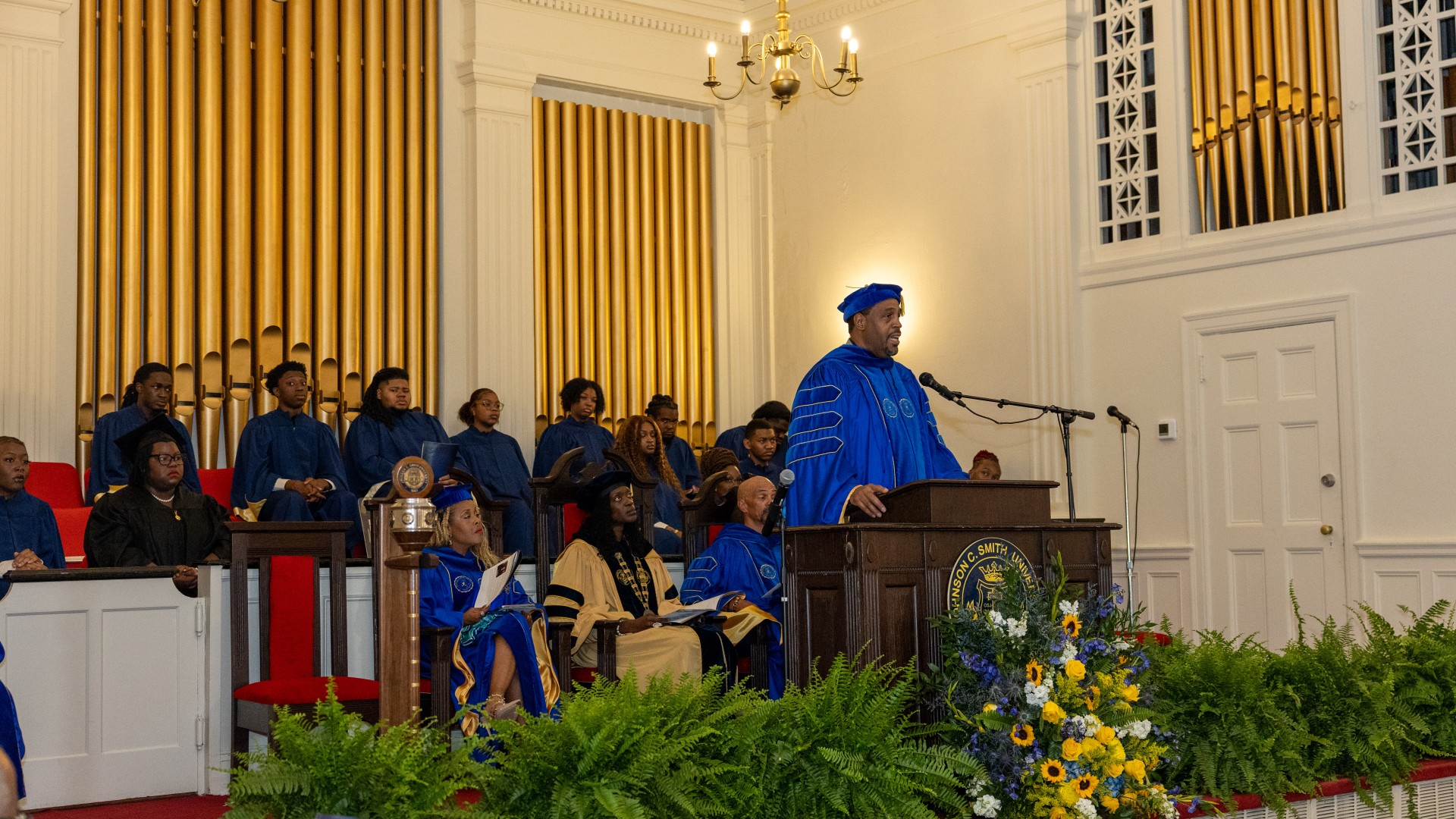 Robert Ridley gives greetings at the Founders' Day Convocation