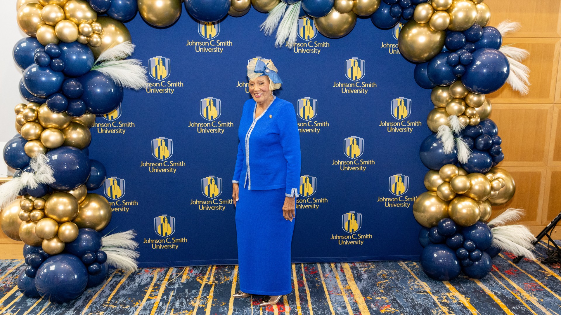 The Honorable Alma Adams at the step and repeat